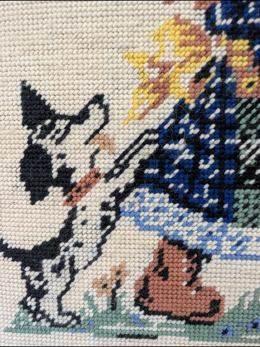 Vintage Framed Cross‑Stitch — Holly Hobbie Inspired Girl & Dog - Picture 4 of 15